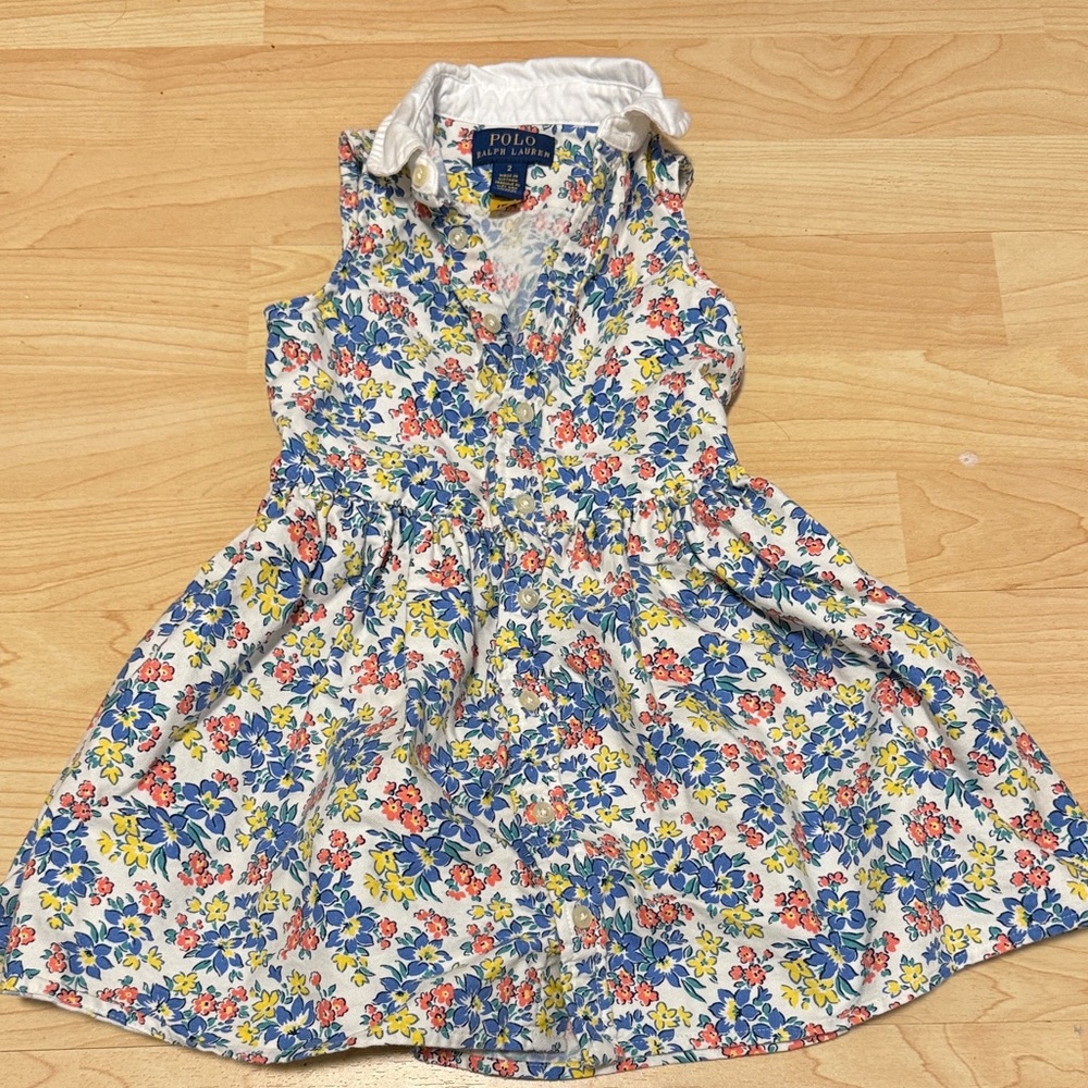 Polo by Ralph Lauren Floral Kids Dress - Blue, Red, Yellow